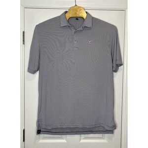 Peter Millar Mens Summer‎ Comfort Golf Athletic Polo Shirt Navy White Stripes XL